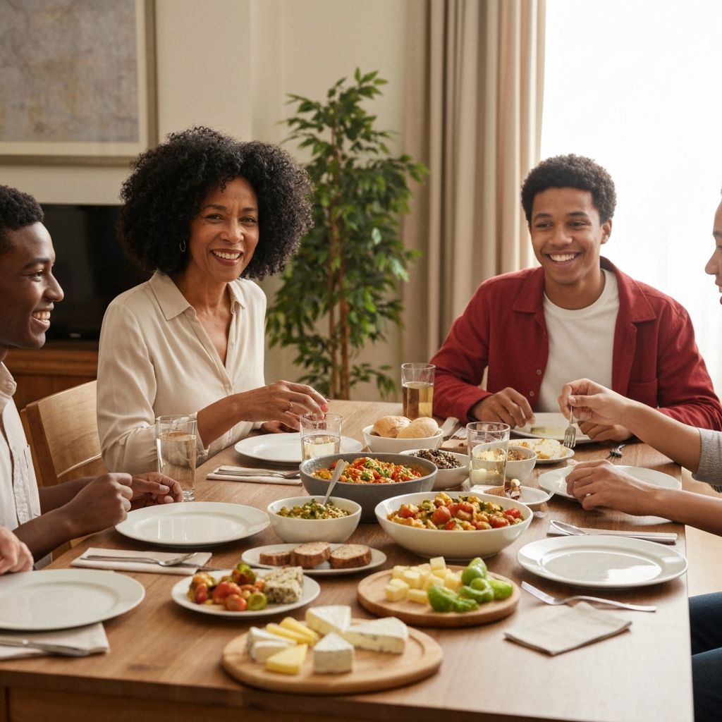 Diverse Menschen beim gemeinsamen Essen